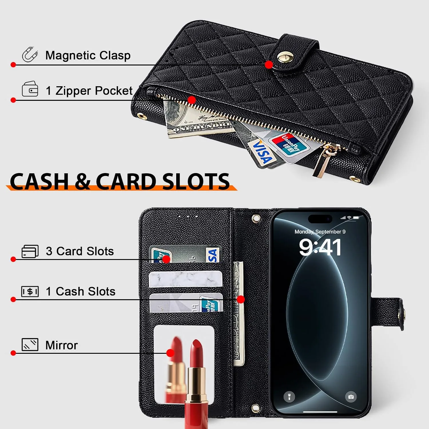 Wallet Phone Case Crafted for iPhone 18 Pro Max Black