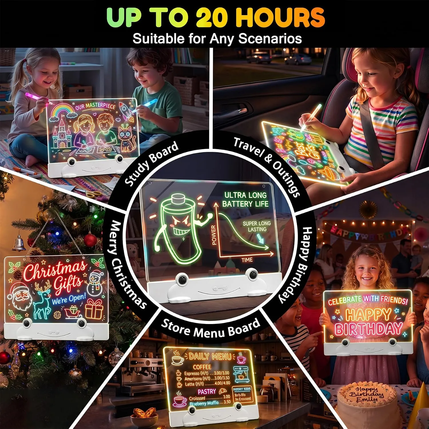 Laimiod Frog LED Drawing Board, 16 Inches, Kids Toys, Girls Boys Kids Gift