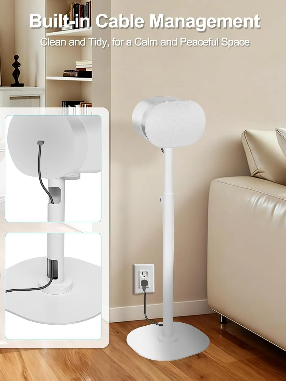 Haturi Speaker Stands Pair for Sonos ERA 300, ERA 100 SL & ERA 100, White