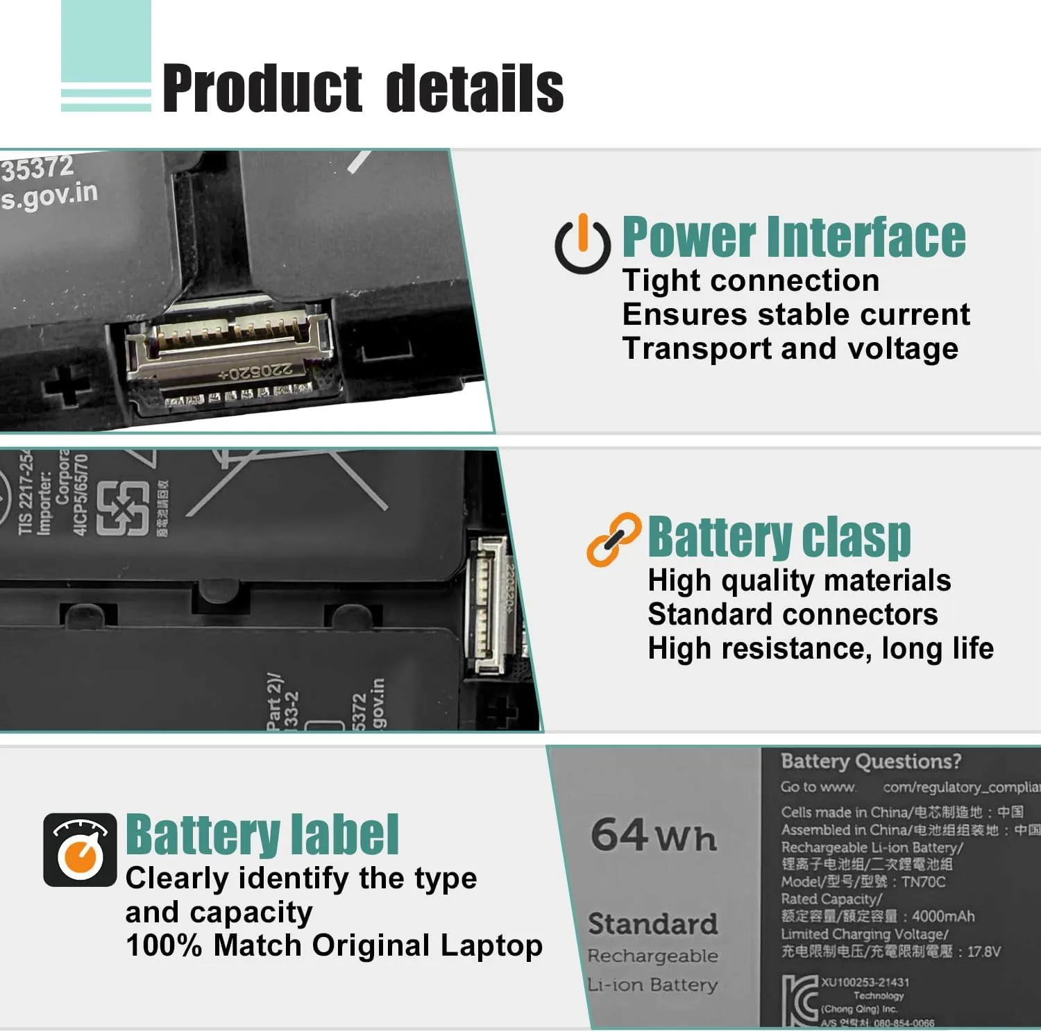TN70C Laptop Battery for Dell Latitude 3320 3420 3520 Series V6W33 0WV3K8