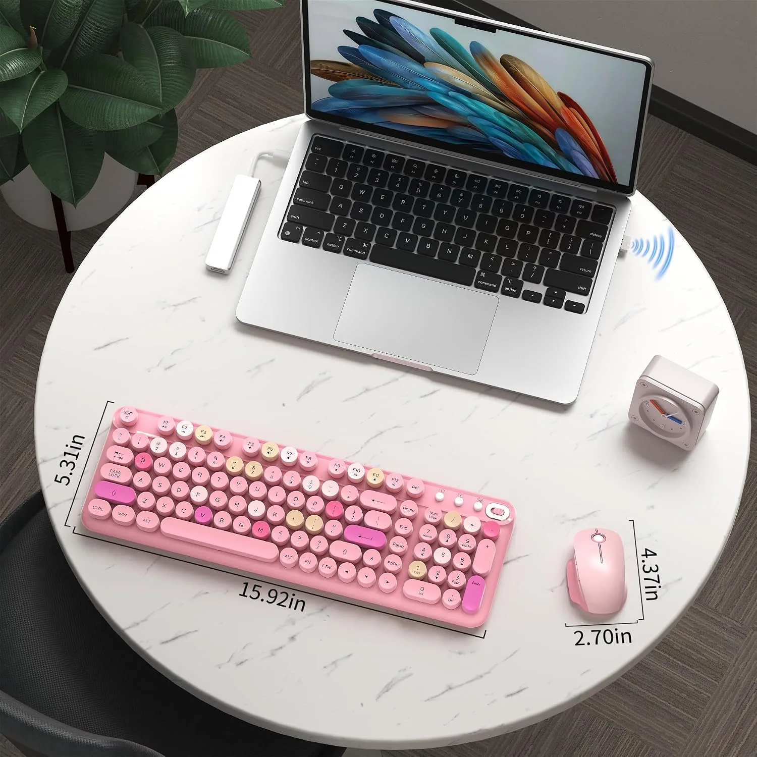 Colorful Wireless Keyboard and Mouse Combo (Pink Colorful)