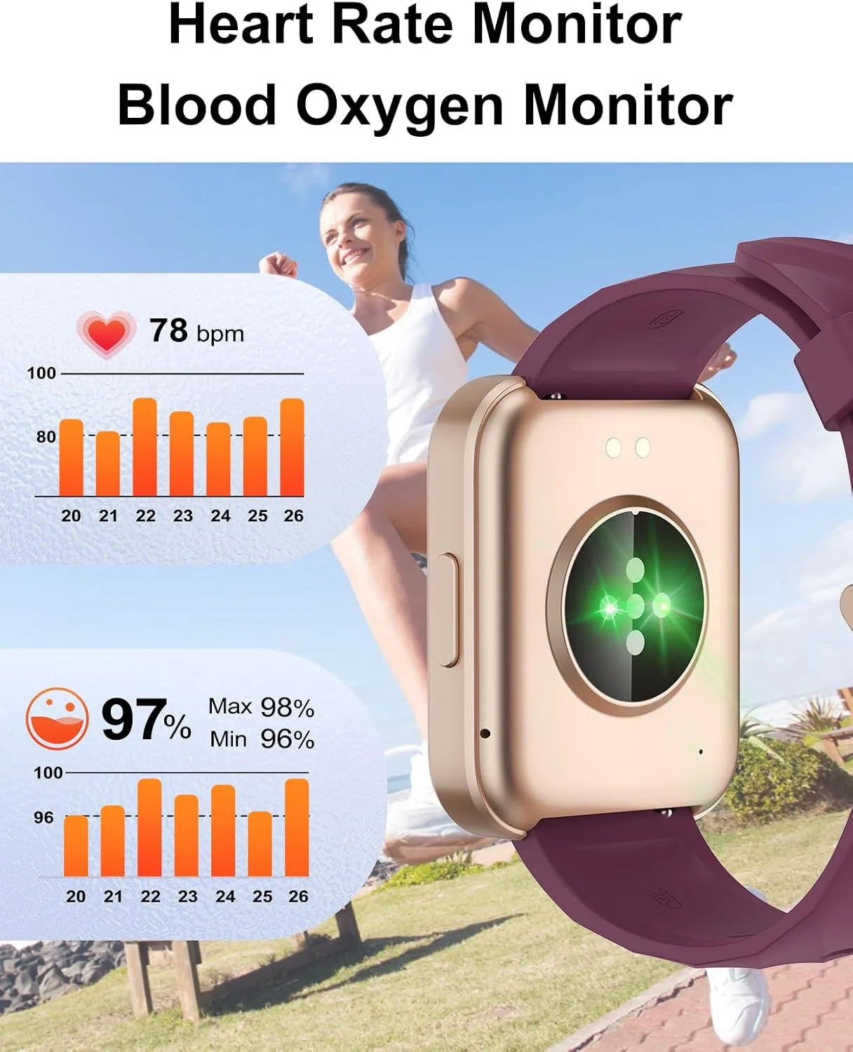 Smart Watch for Women, Answer/Make Calls, for iPhone/Android Phone Purple