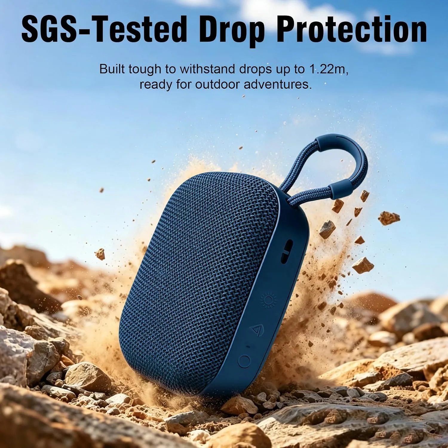 Defunc BEAT5 Bluetooth Speaker, Swedish Scandinavian Design, Bluetooth 6.0 Portable Speaker, Compact 5W Sound, AI App, IPX7 Waterproof, Ultra-Light, Blue