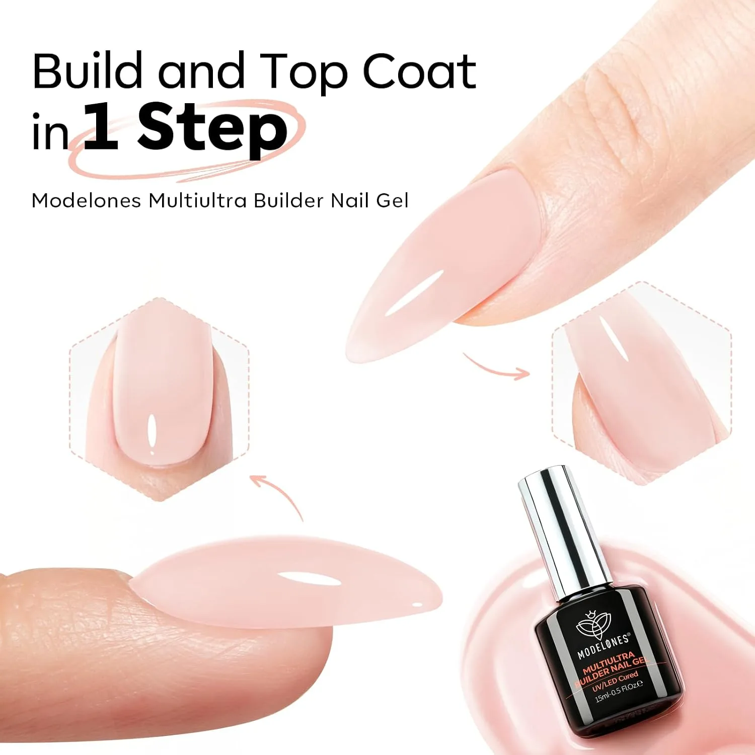 modelones Builder Nail Gel, Builder for Nails No Top Coat Needed