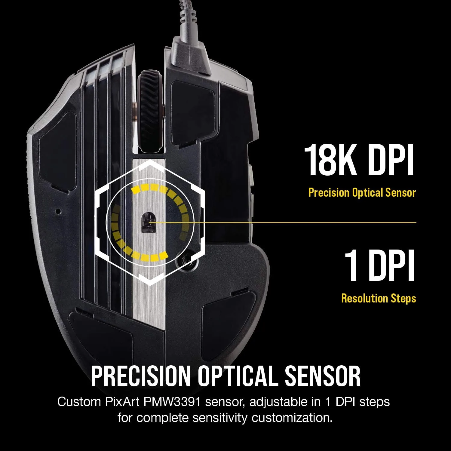 Corsair Scimitar RGB Elite Wired MMO MOBA PC Gaming Mouse – Black