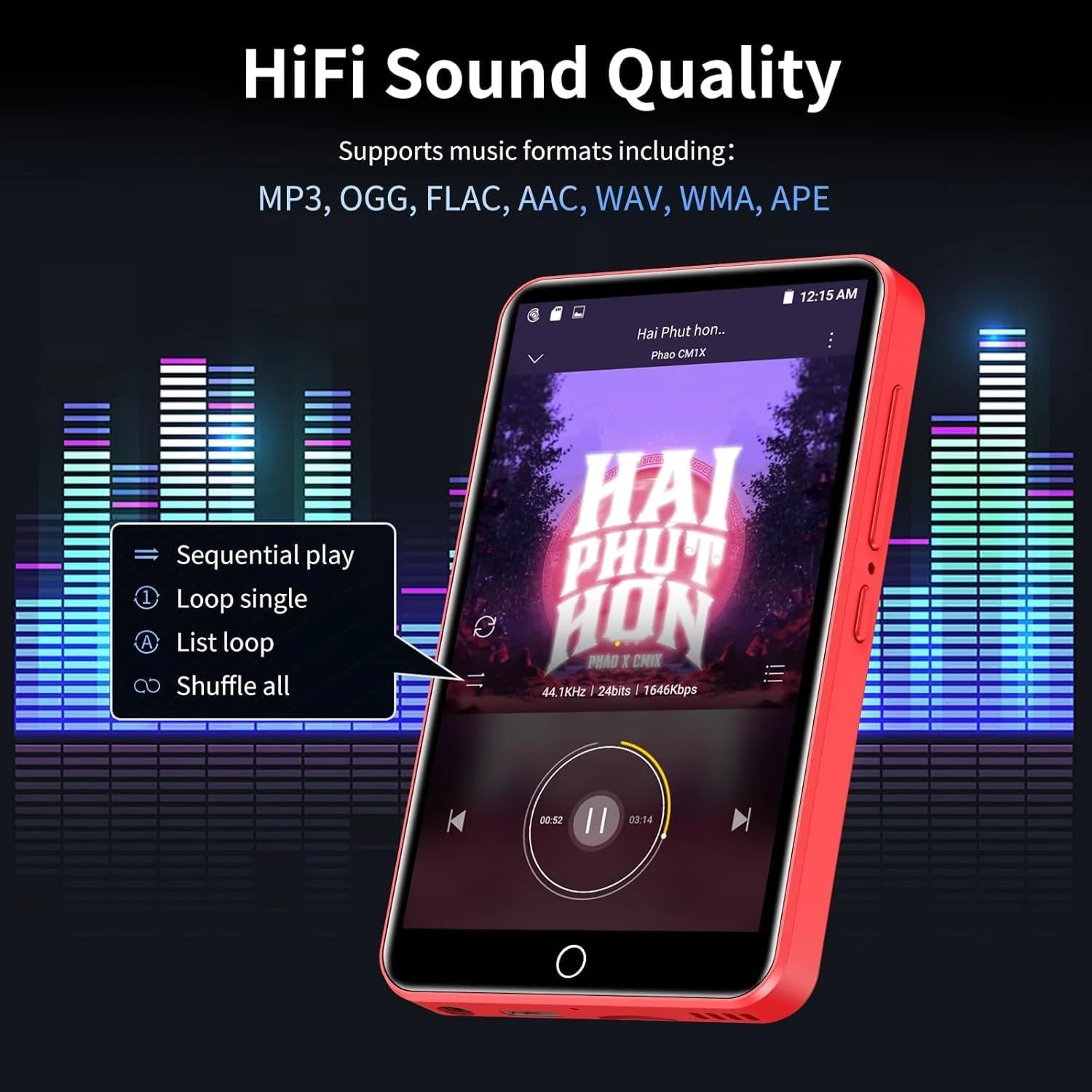 MP3 Player with Bluetooth and WiFi, ZAQE 80GB Storage & Android OS, 4" Touch Screen, FM Radio, Kids MP3 & MP4 Player with Spotify Google Play Store, Portable Media Player