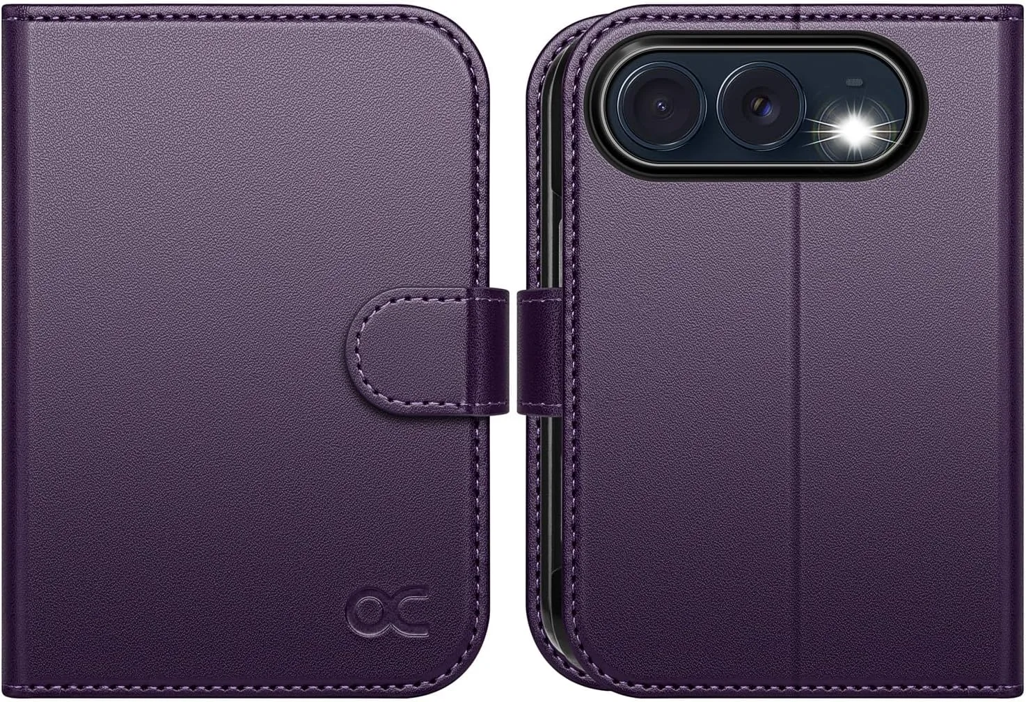 OCASE for iPhone Duo Wallet Case with Card Holder, Purple