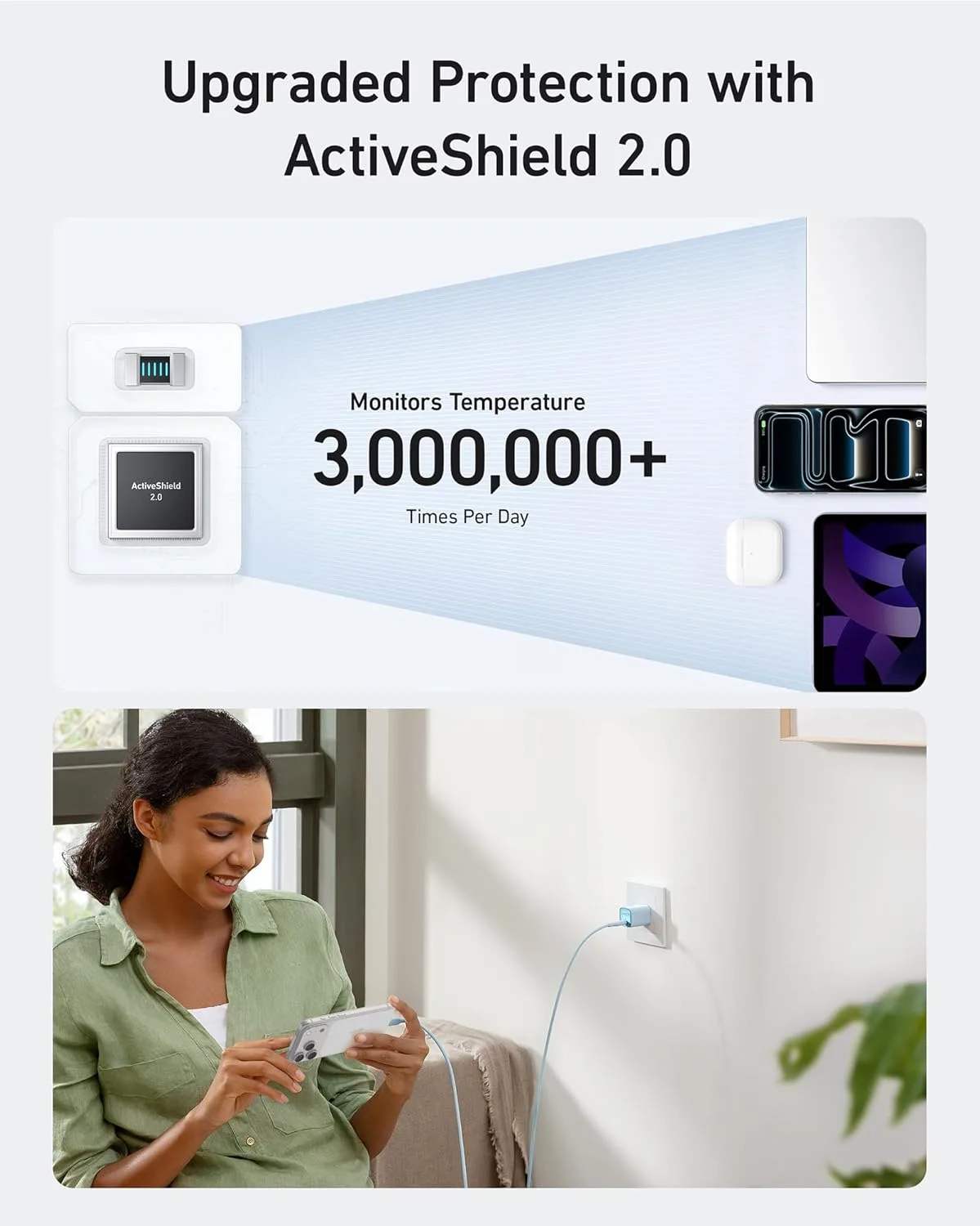 Anker Nano Phone Charger, 30W Portble and Foldable USB C GaN Charger (Blue)