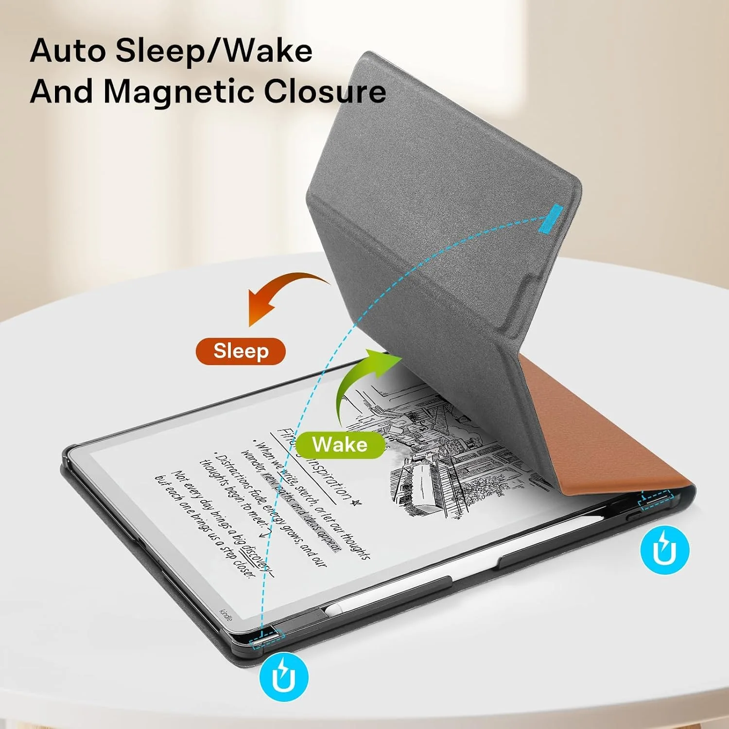 CoBak Case for 11" Kindle Scribe 3rd Generation 2025, Kindle Scribe Colorsoft with Two Viewing Angles - All New PU Leather Cover with Auto Sleep Wake, Pen Holder. Brown