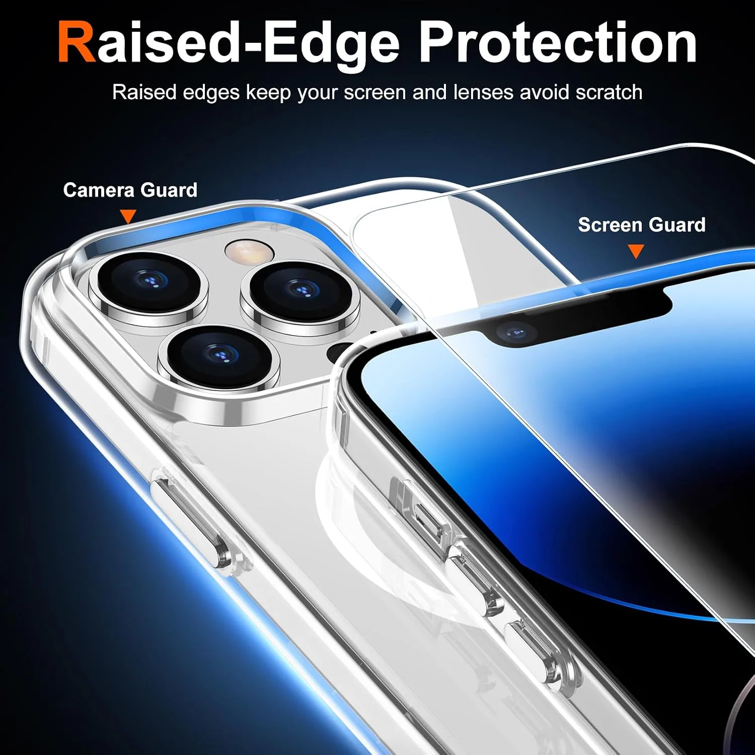 Temdan for iPhone 14 Pro Case with Screen Protector Clear