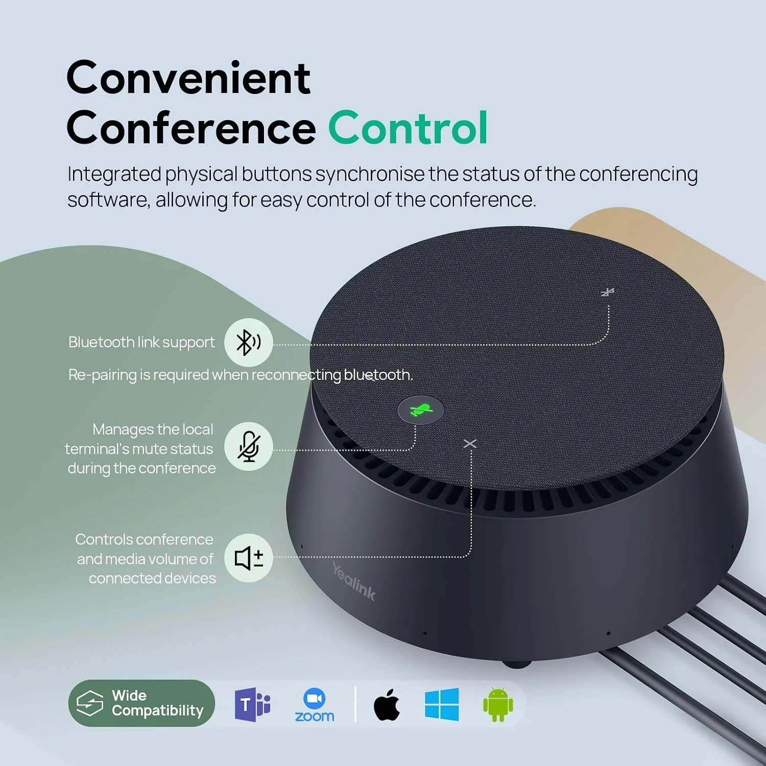 Yealink CP50 Conference Call Speaker and Microphone Teams Room Speakerphone