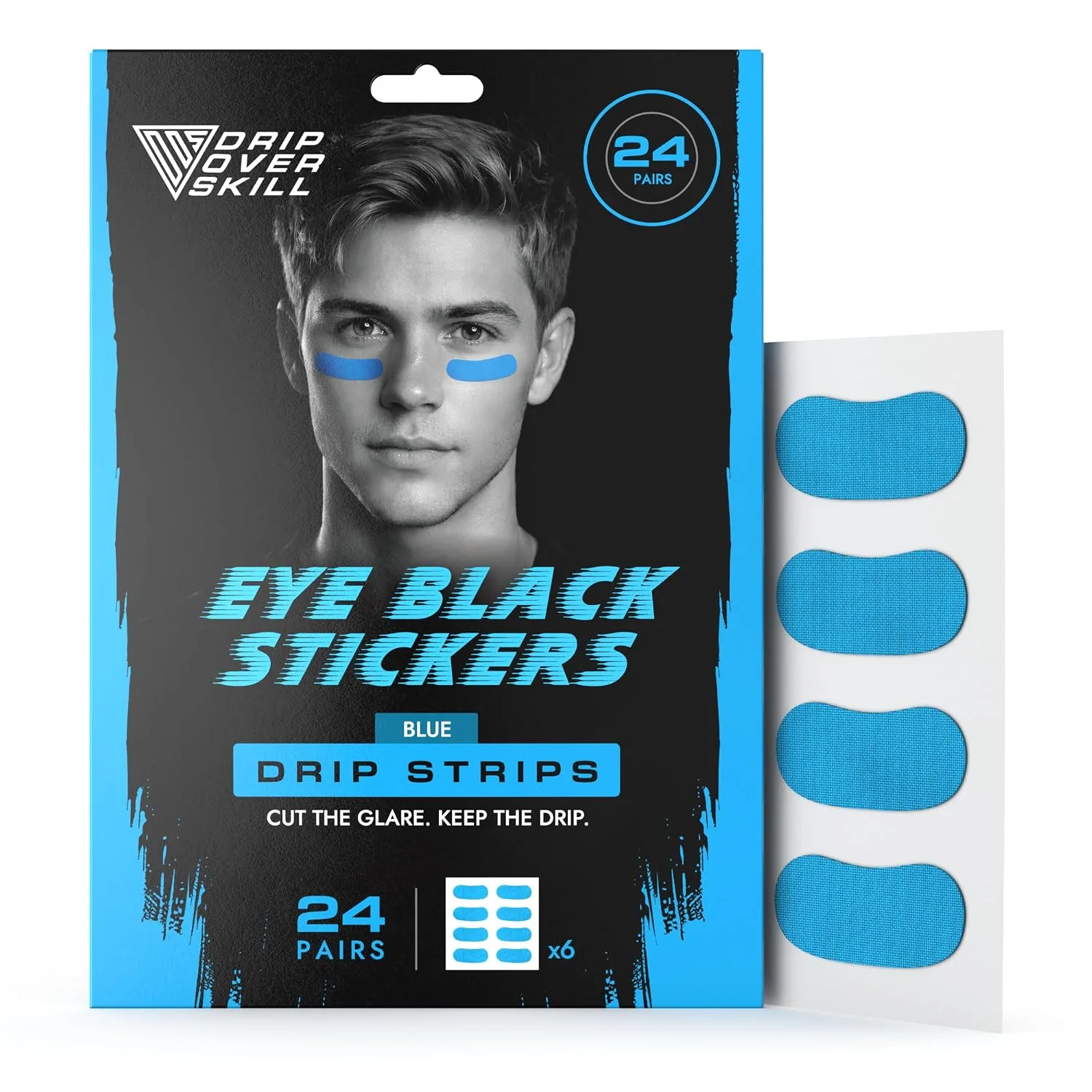 Tiras para Ojos Drip Strips Pro-Grade Eye Black 24 pares Azul One Pride