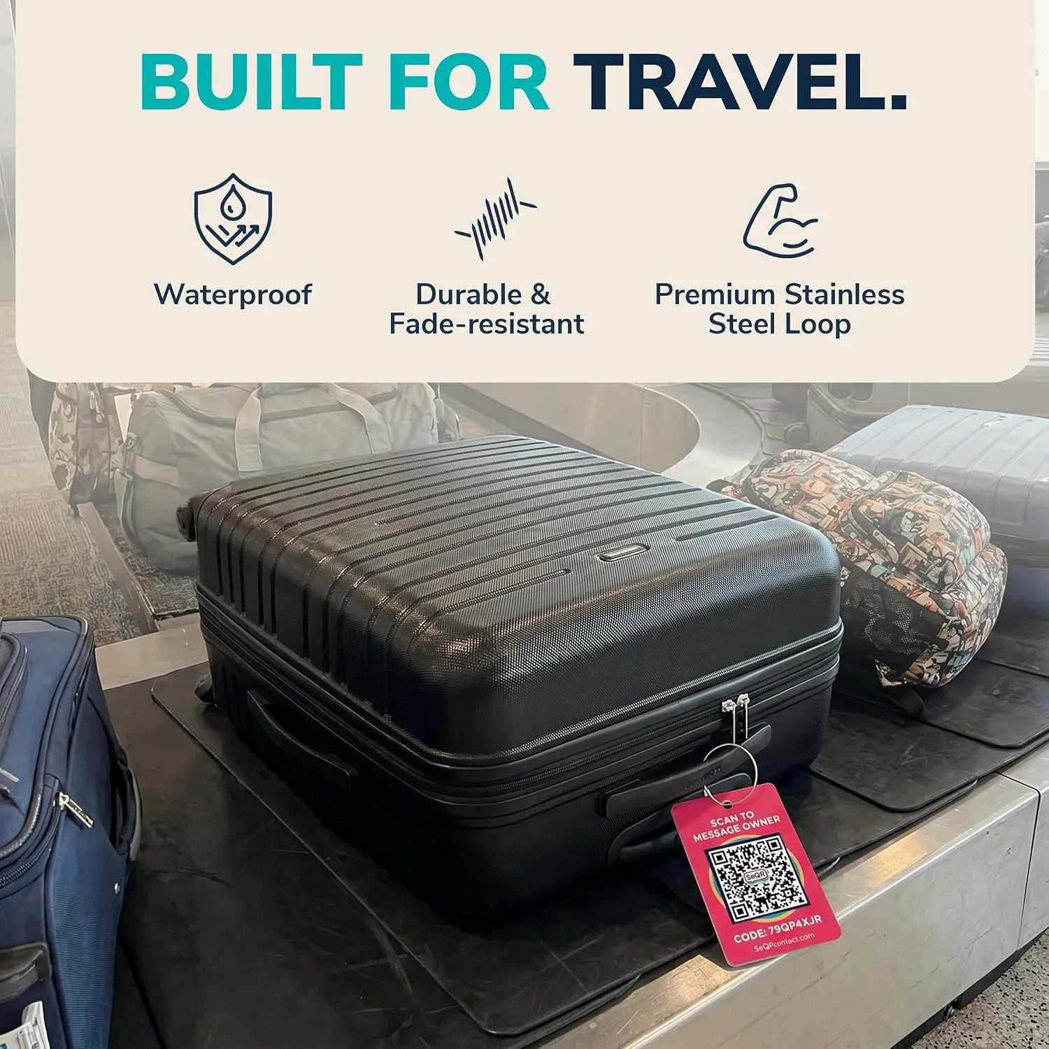 Smart Luggage Tag -Privacy QR Code Tags for Travel Suitcases, 2 Pack Red
