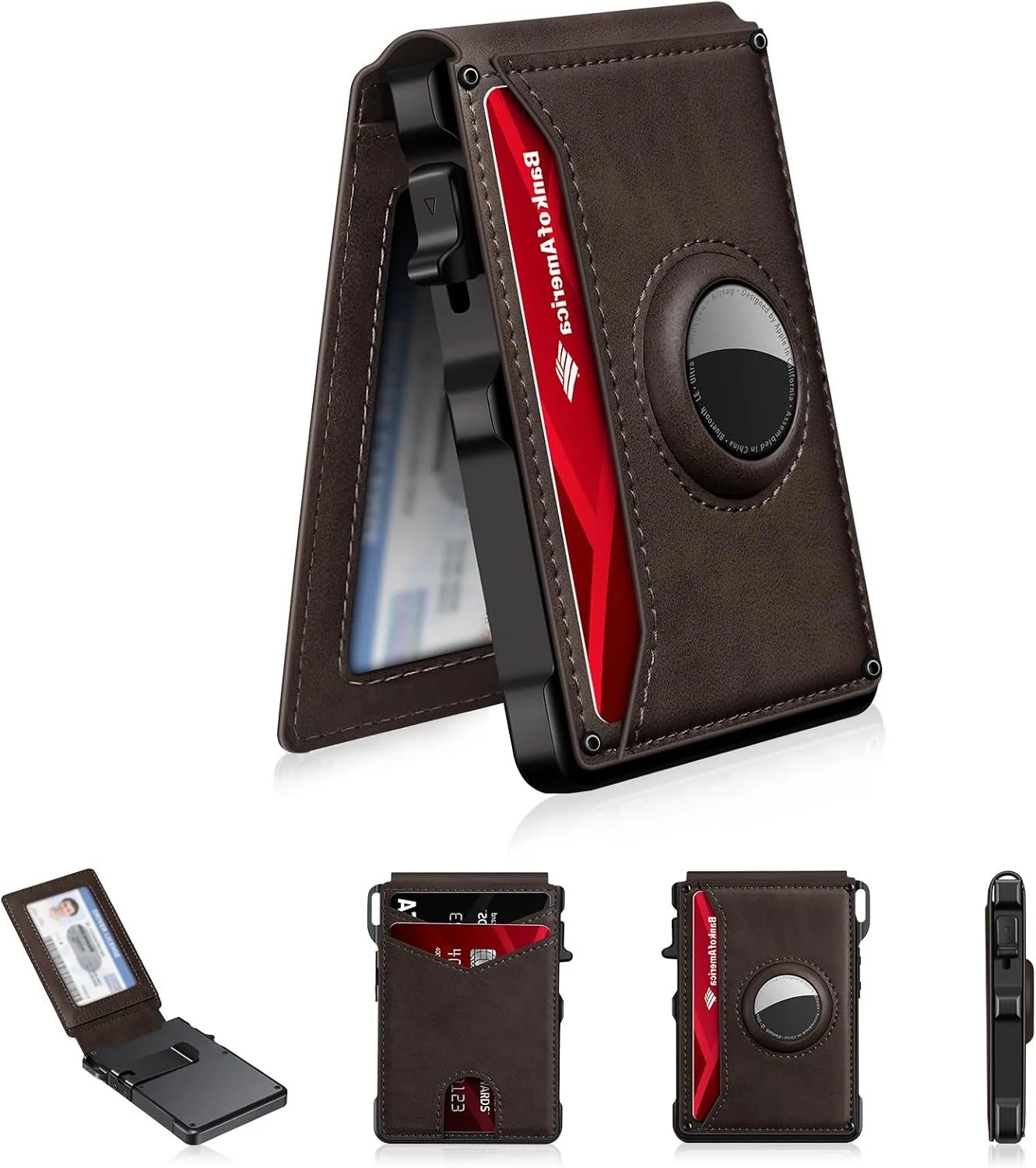 Airtag Wallet for Men Smart Wallet for Air Tag RFID Blocking Minimalist