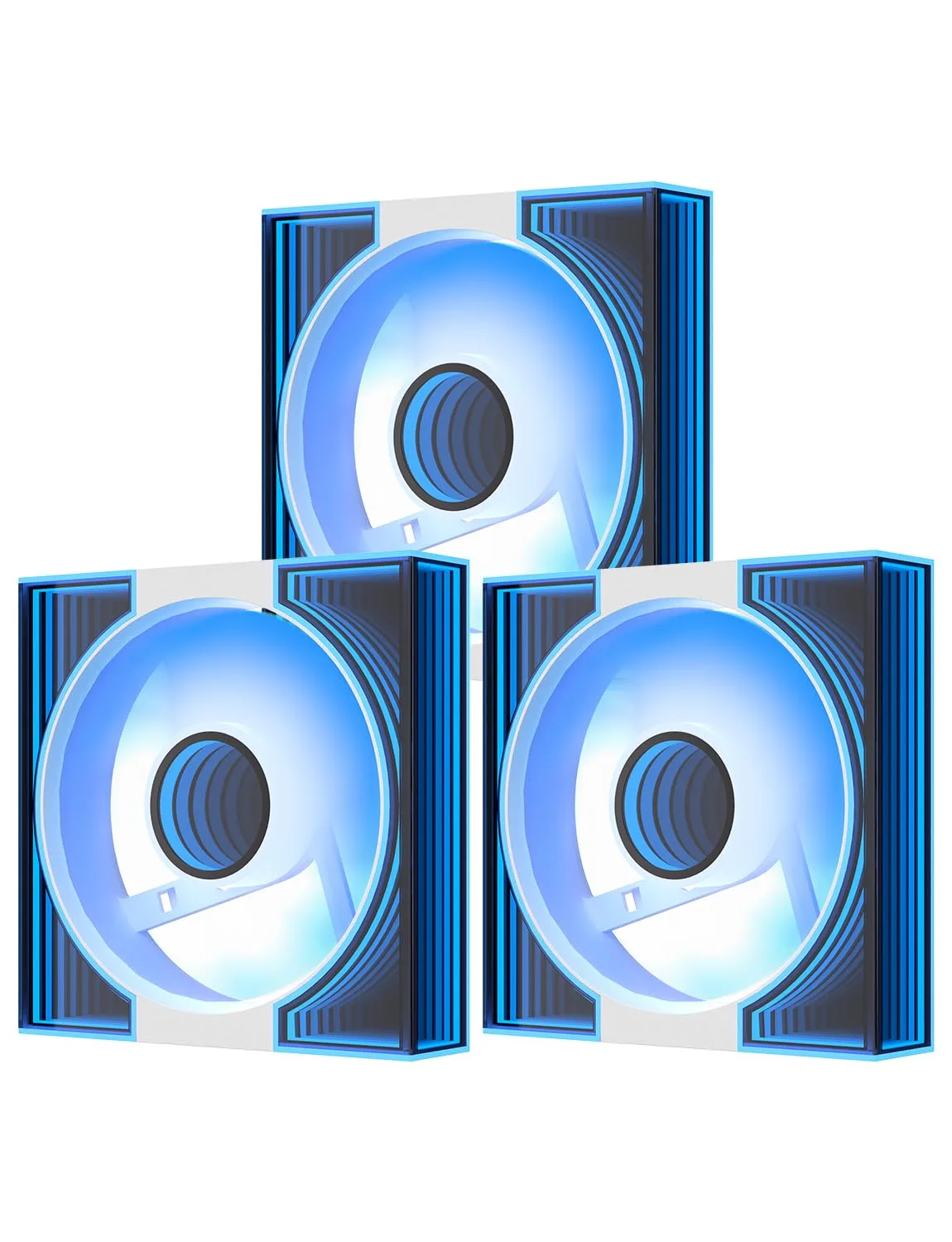 darkFlash DM8 3-Pack 120mm PC Case Fan, Infinity Mirror Case Fans, PWM ARGB Sync, 1600RPM High Airflow 56CFM, Low Noise 32.5dBA, Computer Case Cooler Fan (White, Forward)