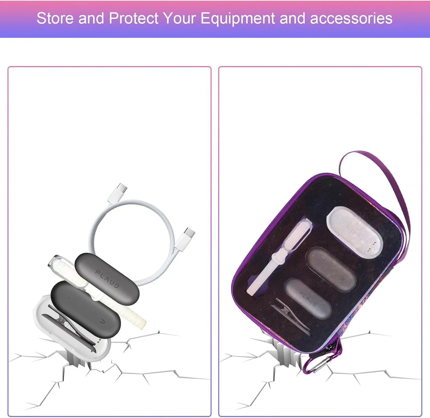 YouKnow Hard Case Compatible with PLAUD NotePin/NotePin S AI Voice Recorder - with Custom Foam Insert Holds Recorder, Magnetic Pin, Clip, Dock, Wristband & Cable (Case Only) (Galaxy)
