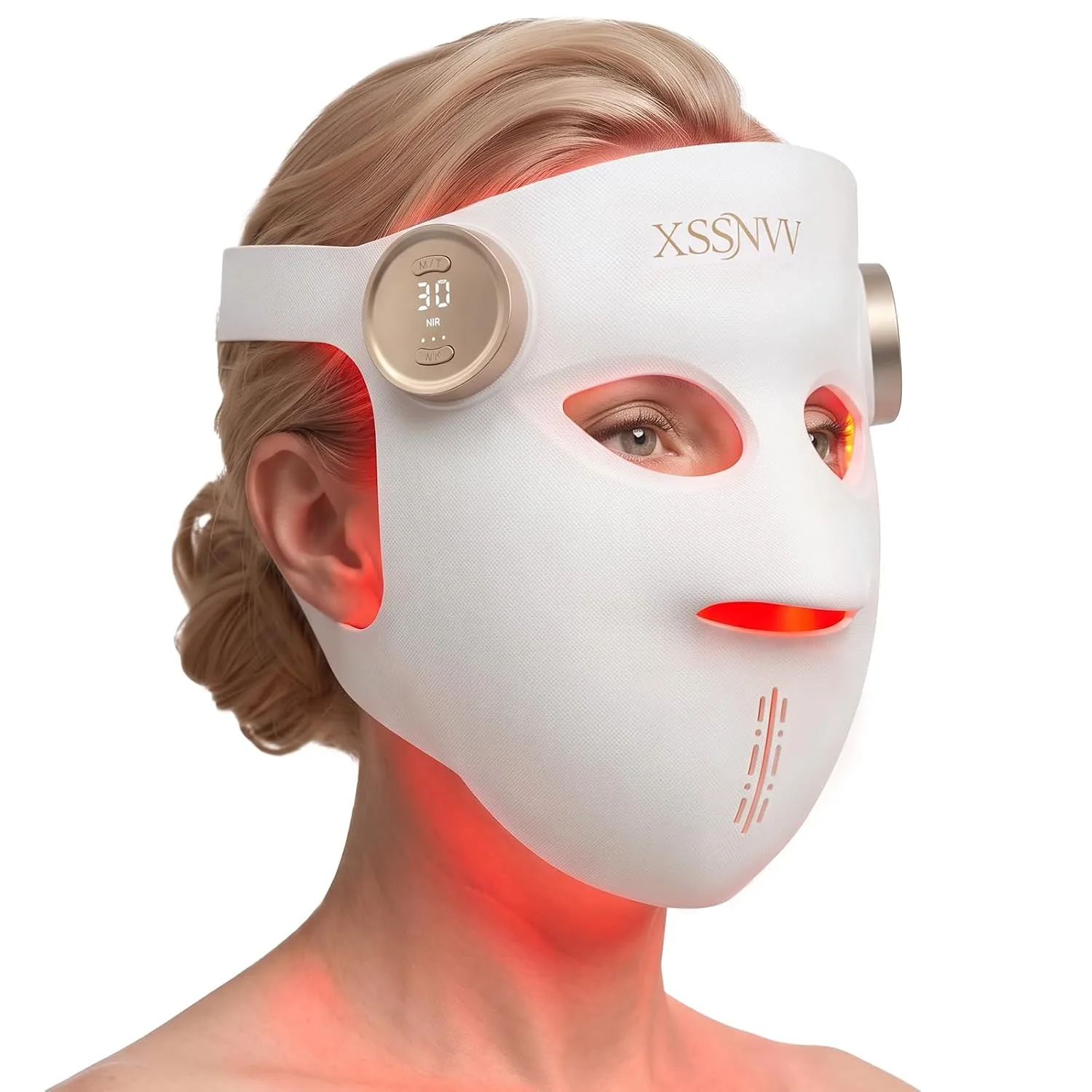 Red Light Therapy for Face 4D Cordless LED Face Mask Dual NIR, White