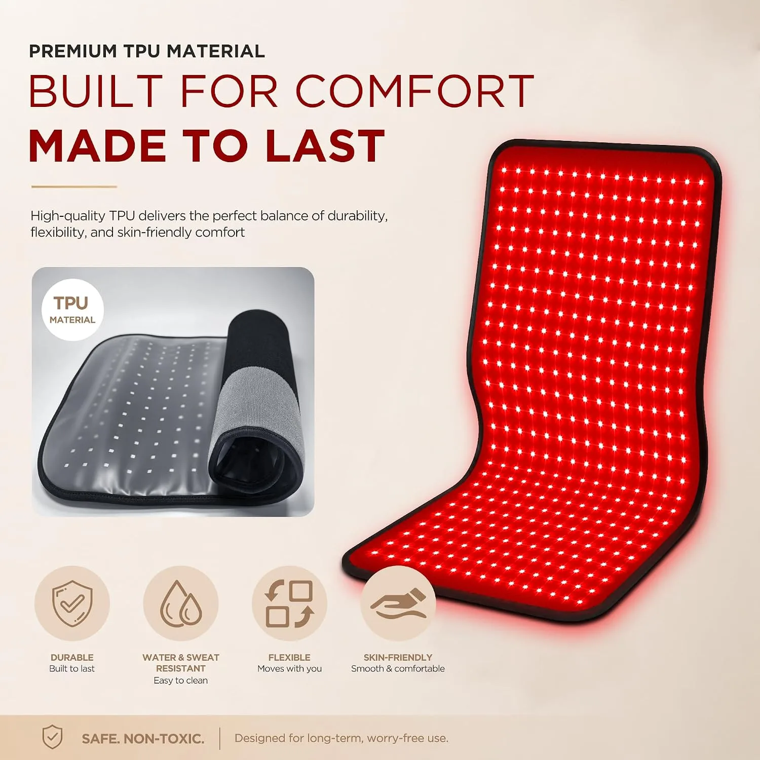 Red Light Therapy for Body,FSA&HSA Eligible Infrared Light Therapy Mat,34.5" x 16.3" Dual Wavelength and 10-90 Min Timer,4 Modes and 5 Levels with Medical-Grade TPU for Full Body Pain Relief