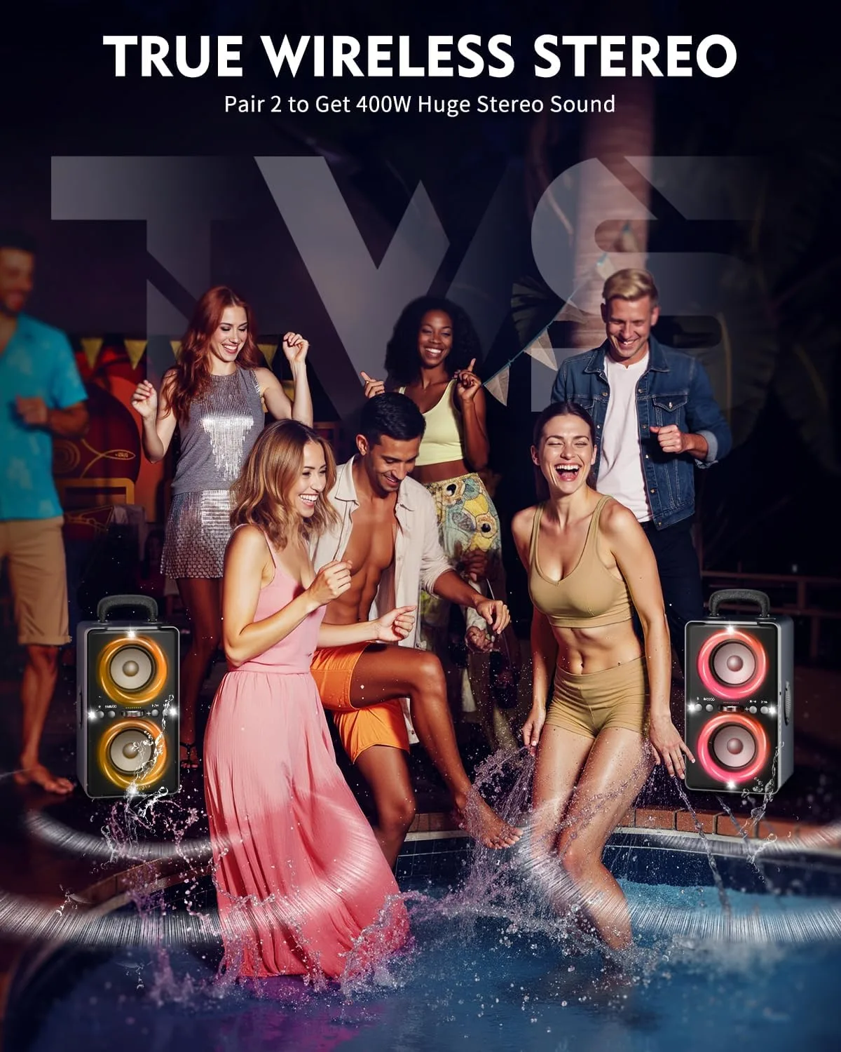YIER Bluetooth Speaker, 240W Peak Loud Party Speakers with Deep Bass, Blue