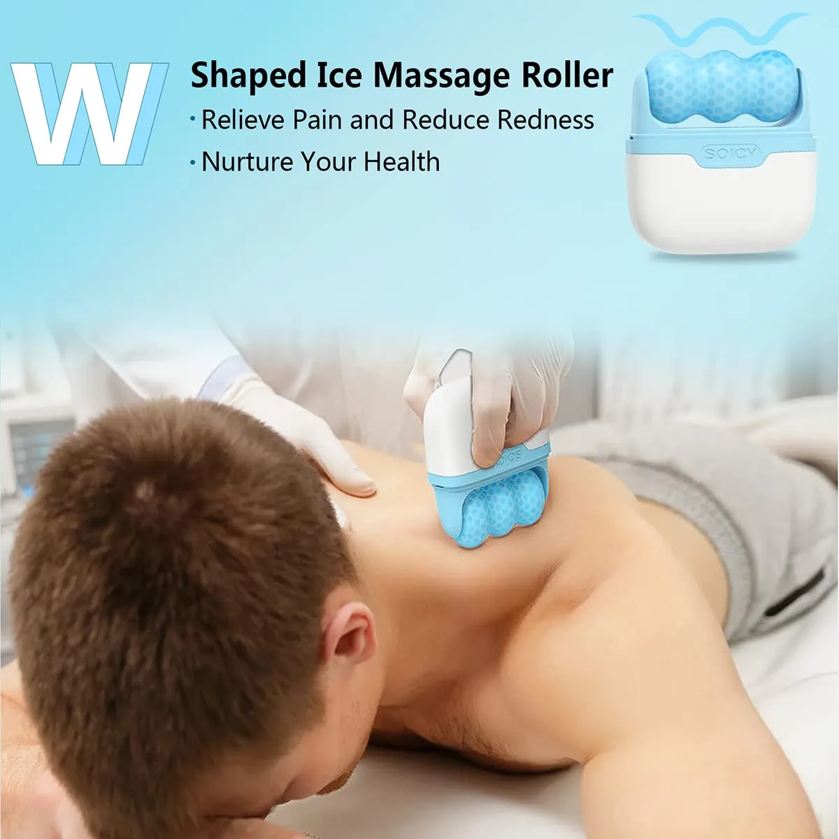 Ice Roller Double Ended, Ice Roller for Face & Eye Puffiness Relief, Ice Face Roller Massager for Migraine Pain, 2 in 1 Facial Ice Roller Skin Care Tool for Whole Body Minor Injury Cold Compress