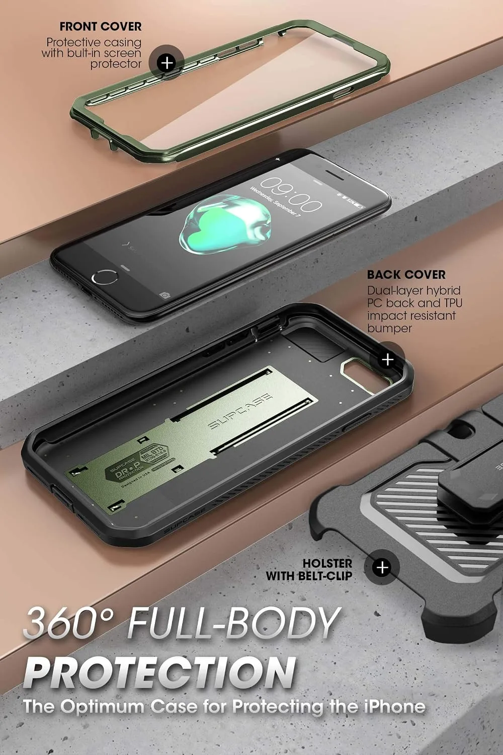 SUPCASE for iPhone SE 3rd / SE 2nd /7/8 Case with Screen Protector, Guldan