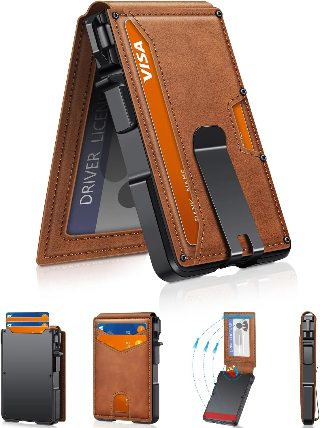 Wallet for Mens Minimalist Wallet 9-13 Cards RFID Blocking Slim Wallet