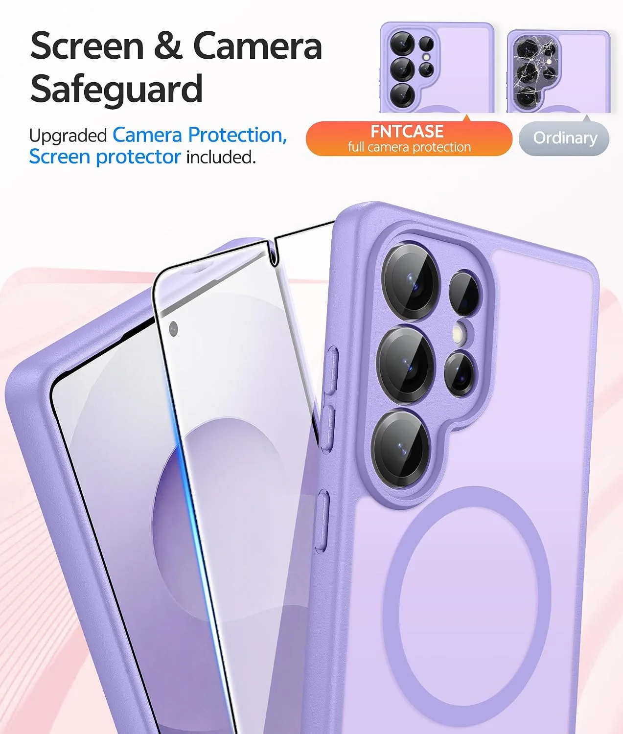 FNTCASE for Samsung Galaxy S25 Ultra Case, Fit for Magsafe, Light Purple