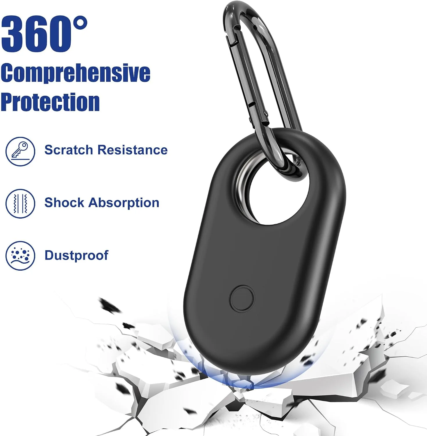 [4-Pack for Samsung Smart Tag 2 Case with Keychain, Rugged Silicone Holder for SmartTag2 with Key Ring Clip, Anti-Scratch Cover for Keys, Luggage, Pets, Dog Collars (Black/White/Blue/Pink)