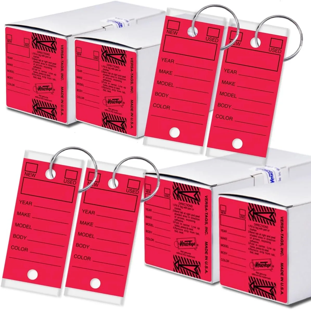 Versa-Tags Red Self-Protecting Key Tags with Split Rings, 1000-Pack