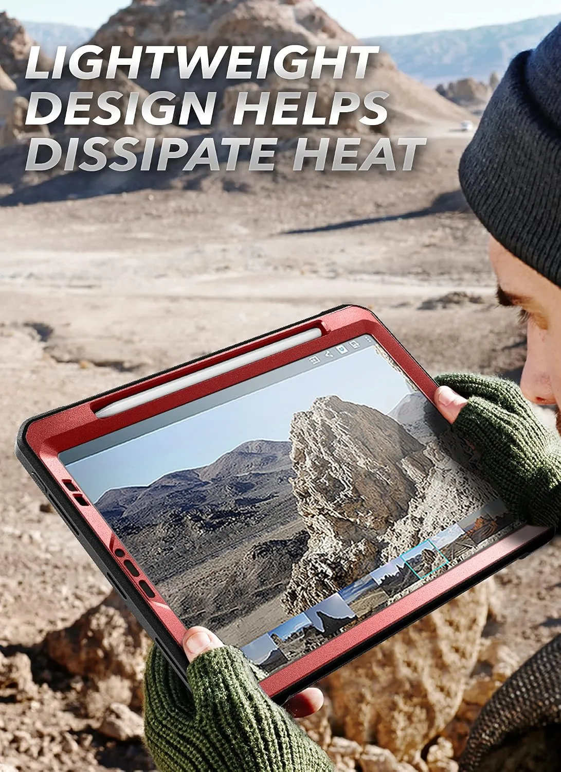 SUPCASE for iPad Pro 12.9 inch Case 2022/2021/2020 with Pencil Holder Ruddy