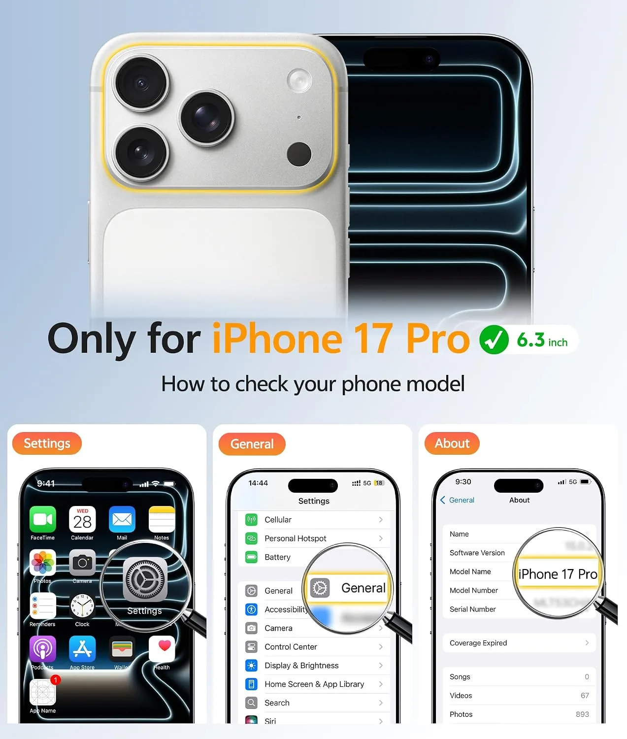 for iPhone 17 Pro Case with 360 Spin Stand, Light Blue