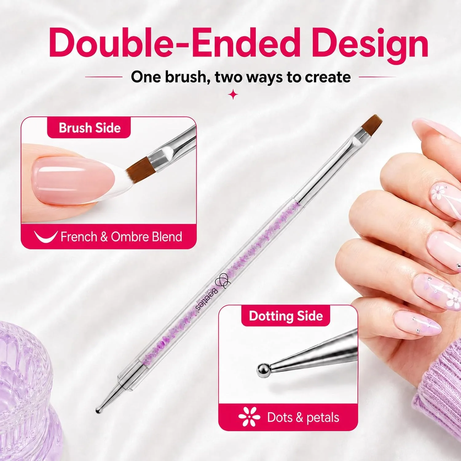 Beetles Nail Art Brushes 8pcs – Crystal Nail Art Tools Double-headed