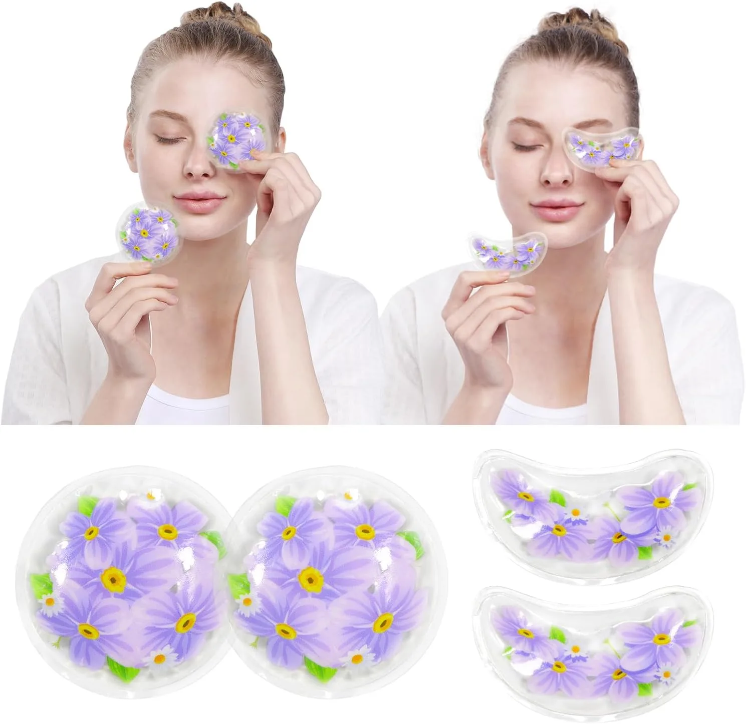 4PCS Gel Eye Ice Pack Set Reusable, Cold and Hot Compress for Eyes