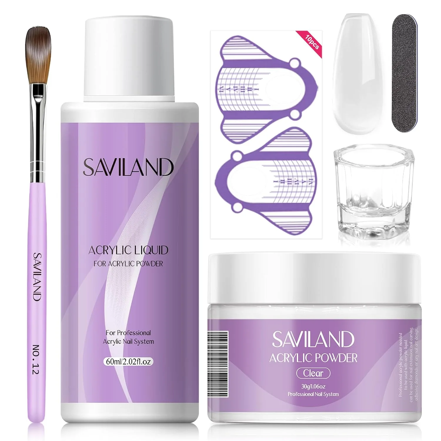 SAVILAND Acrylic Nail Kit for Beginners with Everything, Home Practice Set