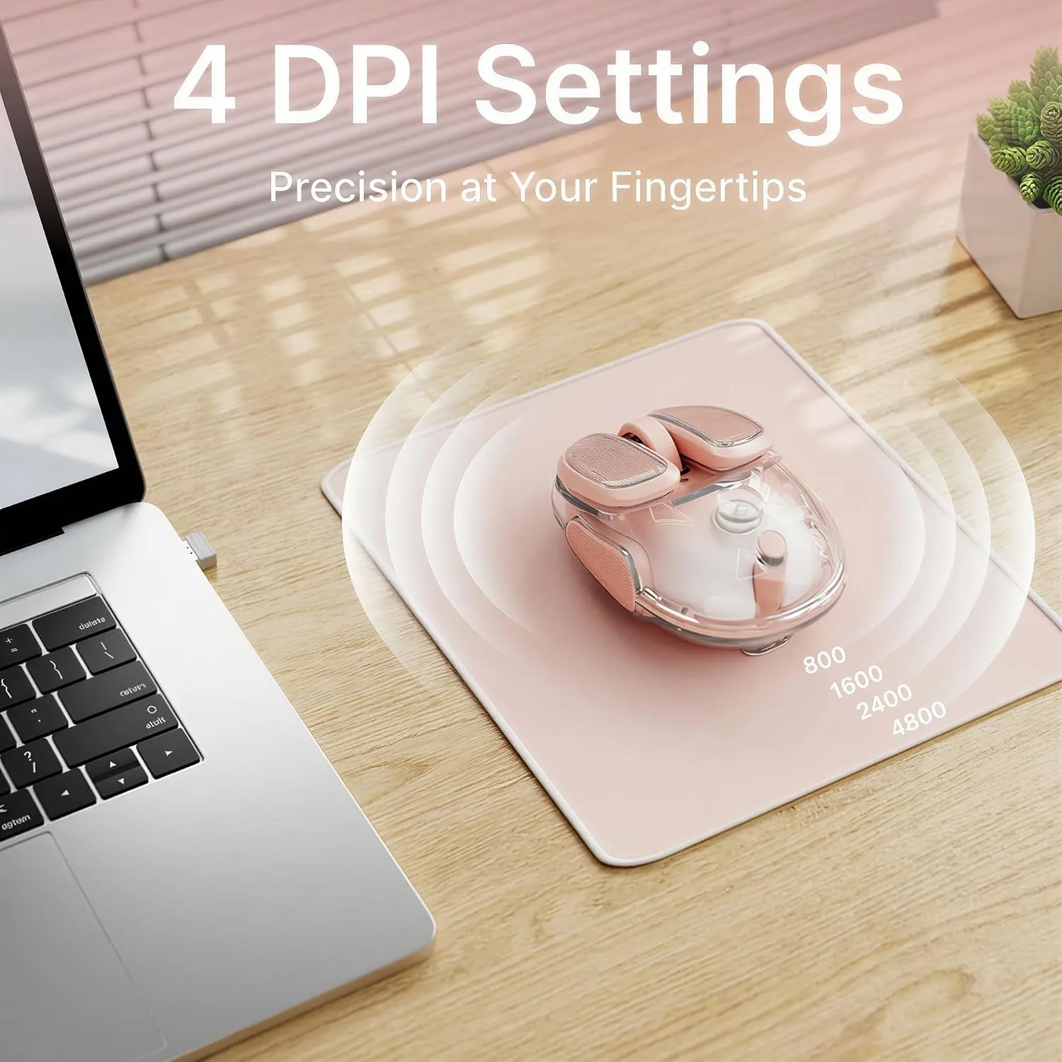 Wireless Bluetooth Mouse, Rechargeable, Clear, Silent Click for Small Hand