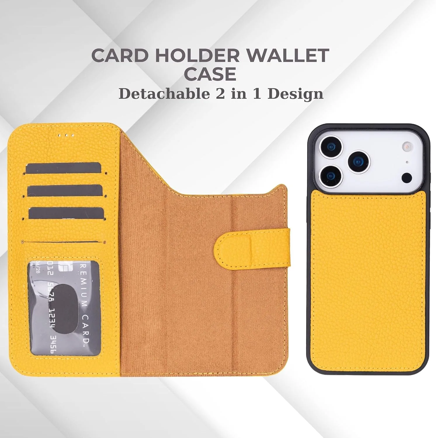VENOULT Wallet Case for iPhone, Full Grain Genuine Turkish Leather, Magnetic Detachable, RFID 4 Card Slots, Business Style, Compatible with MagSafe (Mikado, iPhone 16 Pro)