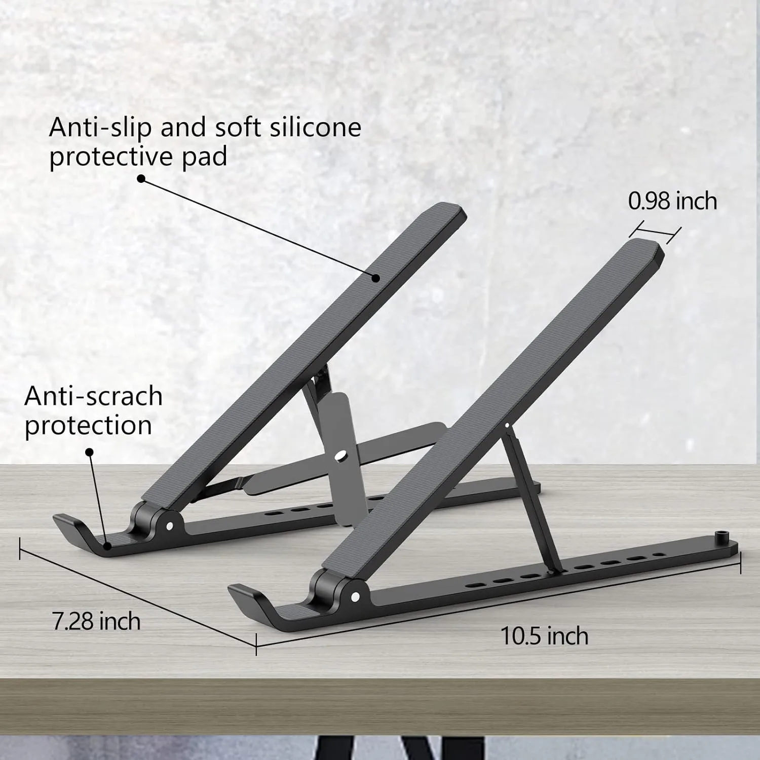 Tonmom Laptop Stand for Desk, Adjustable Laptop Riser, Black