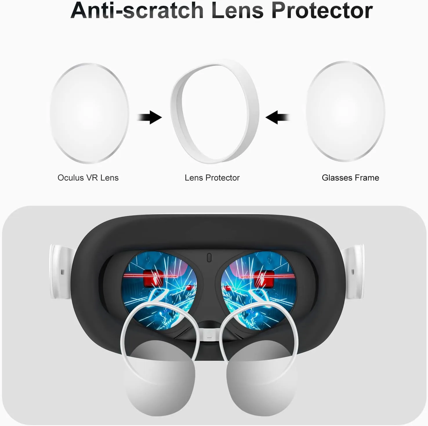 SUPERUS Lens Protector Compatible with Oculus/Meta Quest 2, Glasses Spacer - Anti-Scratch VR Accessories to Prevent Your Glasses from Scratching VR Lenses (White)