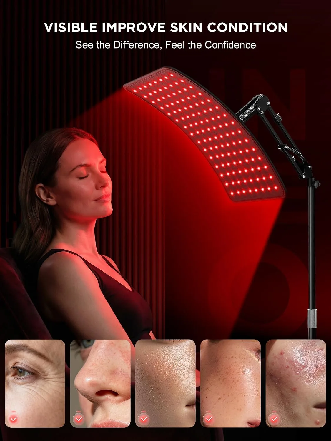 INTEO Red Light Therapy for Face and Body, Infrared Red Light Therapy Lamp