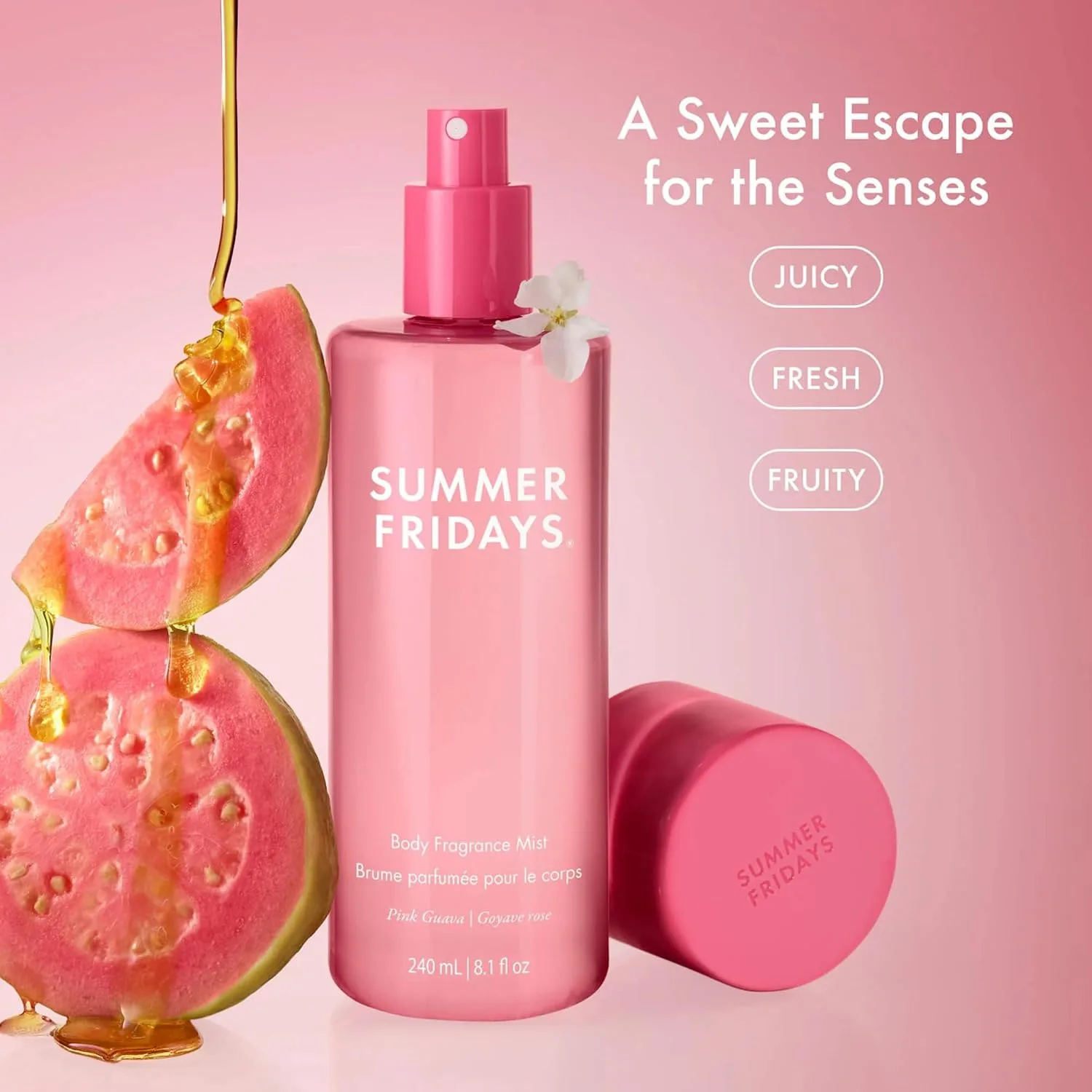 Summer Fridays Pink Guava Body Mist, Long-Lasting Fragrance (240 ml)