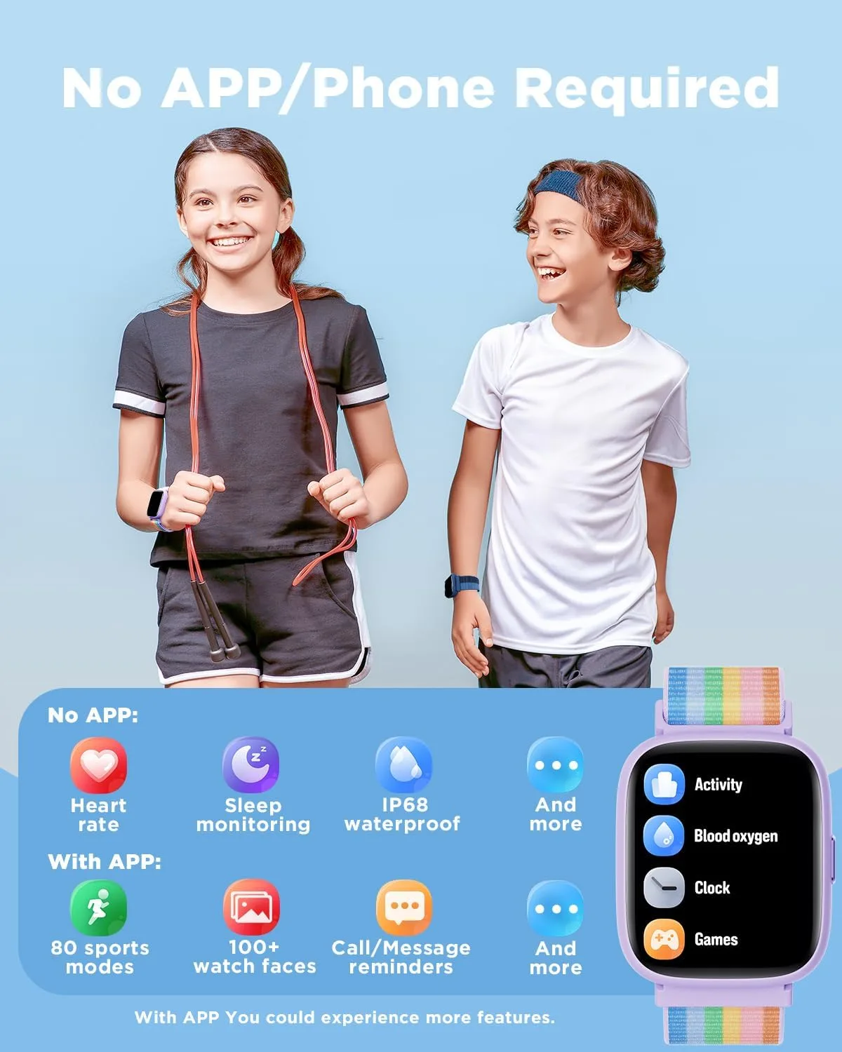 BIGGERFIVE Smart Watch for Kids, 1.8" Fitness Tracker Watch with Pedometer