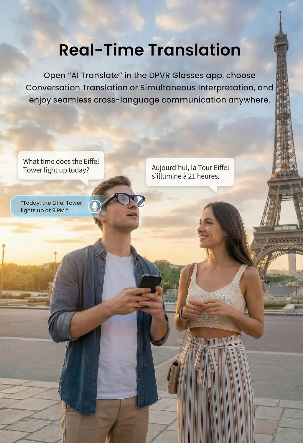 G3 AI Smart Glasses with Camera and Bluetooth, 8MP Video Recording Glasses