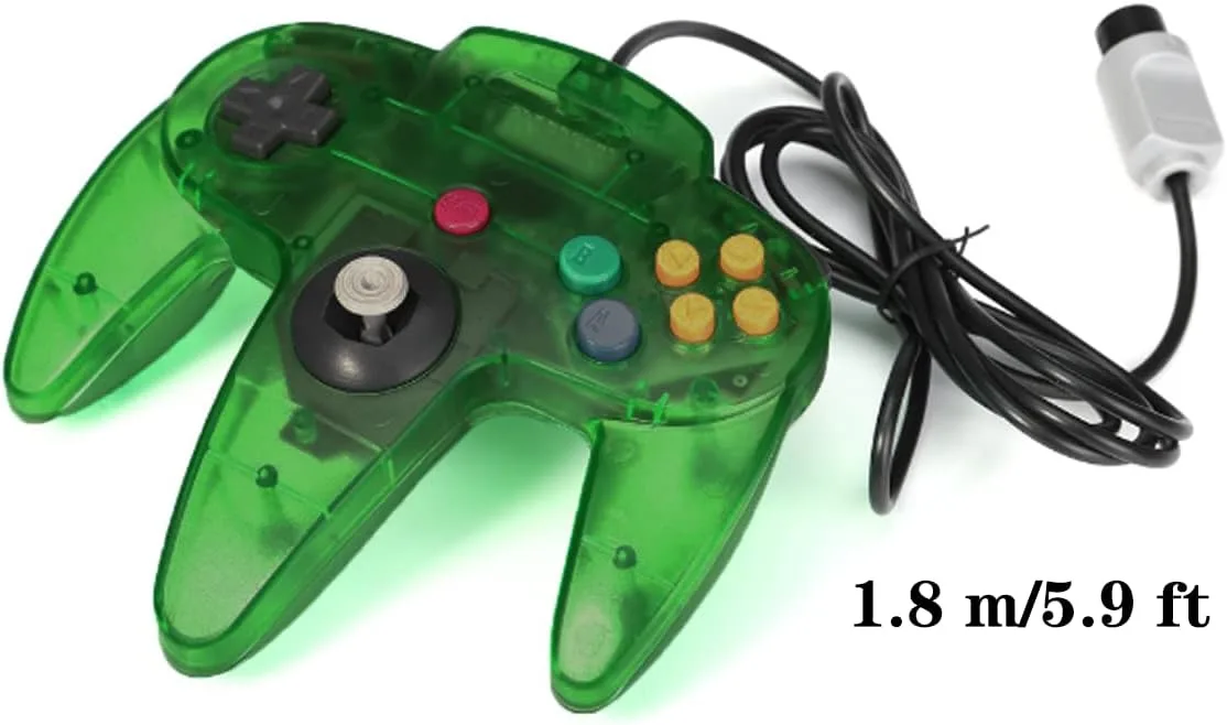 ZeroStory Classic N64 Controller, Wired N64 Controller Upgraded Joystick for N64 Video Game Console (Transparent Green and Transparent Purple)