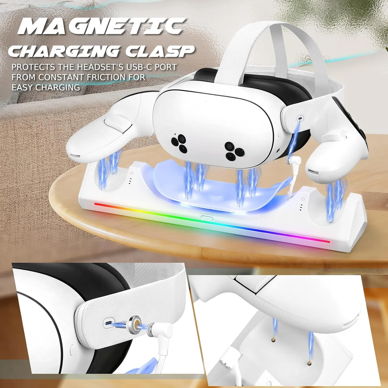 Charging Dock for Meta Quest 3S/3, VR Charging Station for Oculus Quest 3S