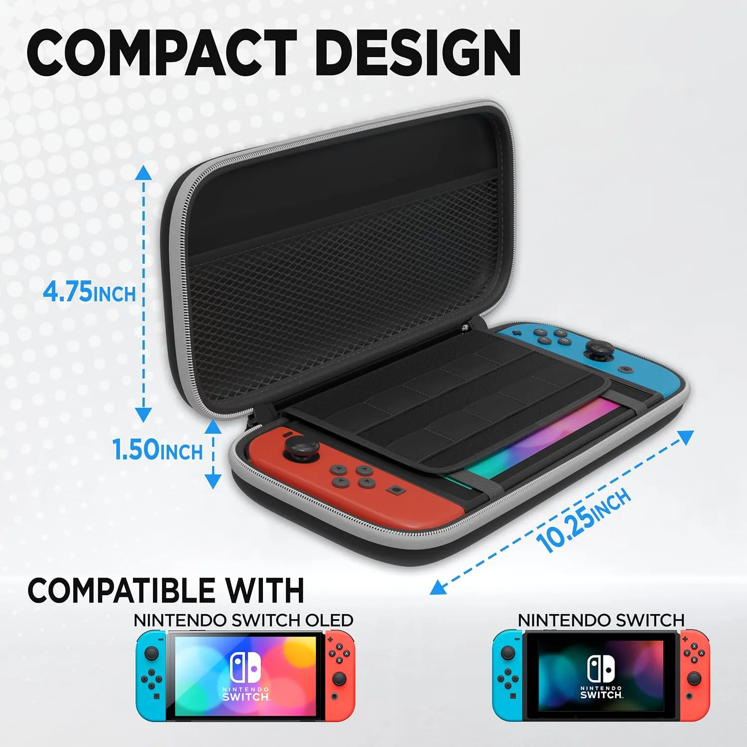 Neptune Protective Shell Carrying Case For Nintendo Switch/OLED - Protection Kit w/ Game Cartridge Holder, Water-Resistant Shell, Microfiber Towel & Screen Protector, Ultimate Travel Companion Bundle