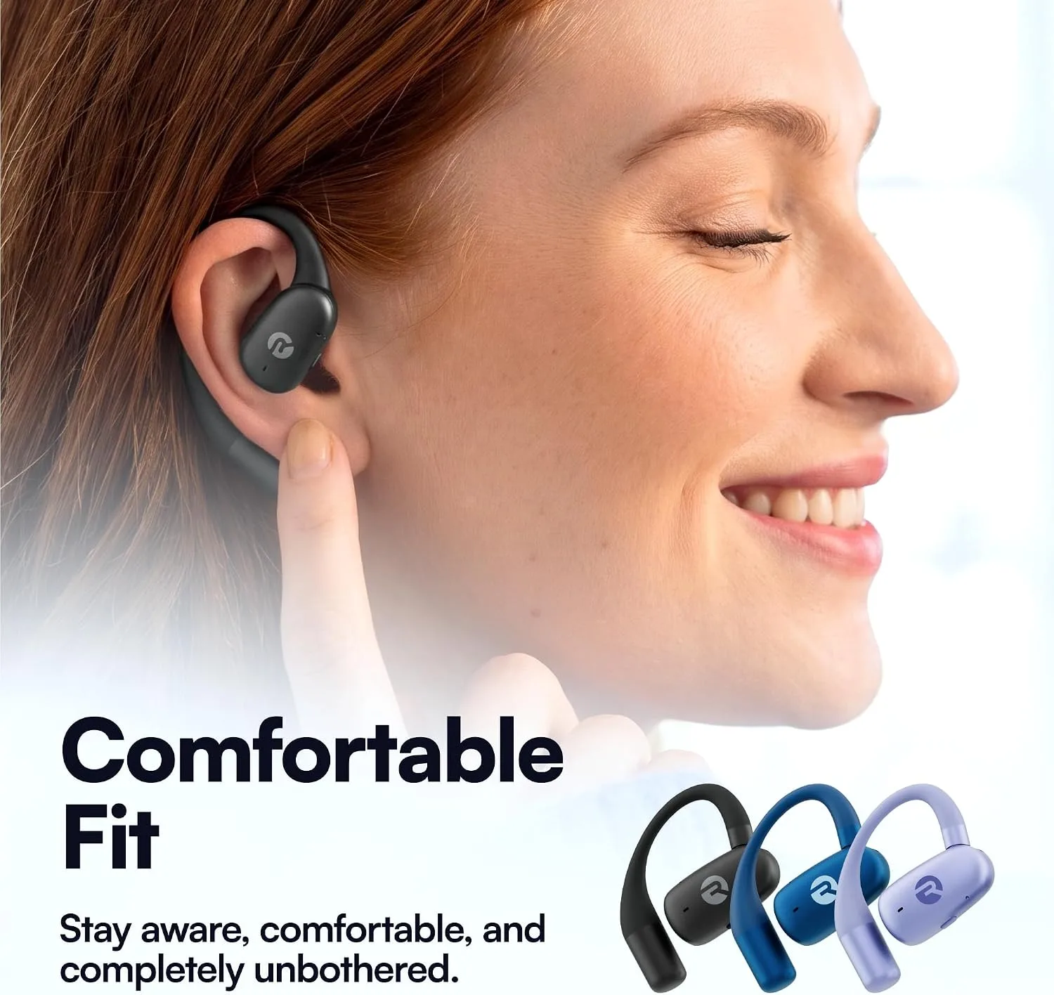 Raycon Everyday Open Ear Earbuds, Dual Mic, 40H, Black