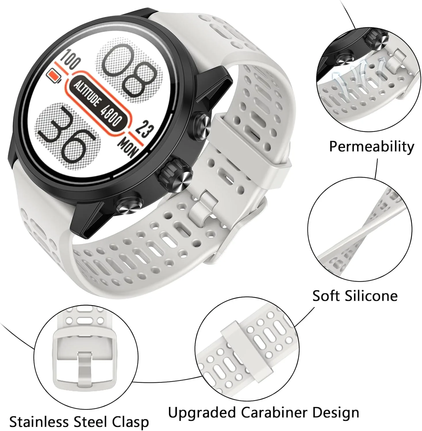 Compatible with Coros Pace 2 Watch Band, 20mm Quick Release Sports Silicone Watch Band Breathable Wristband Strap Women Men Strap for COROS APEX 2/APEX 42mm