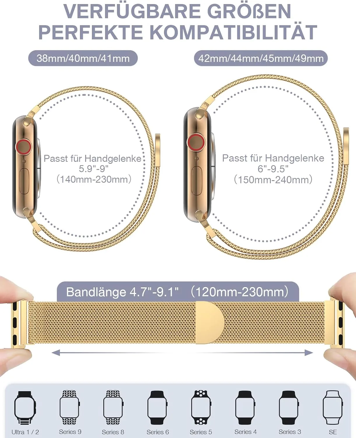 Original Milanese Loop Compatible with Apple Watch Bands for Women & Men