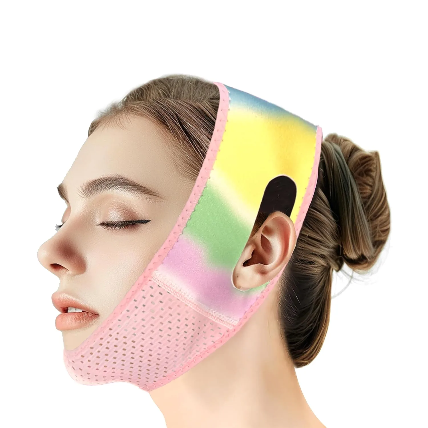 Reusable V Line Lifting Mask with Chin Strap for Sleeping, V Shaped Face Mask for Sagging, Jawline Shaper(Colorful)
