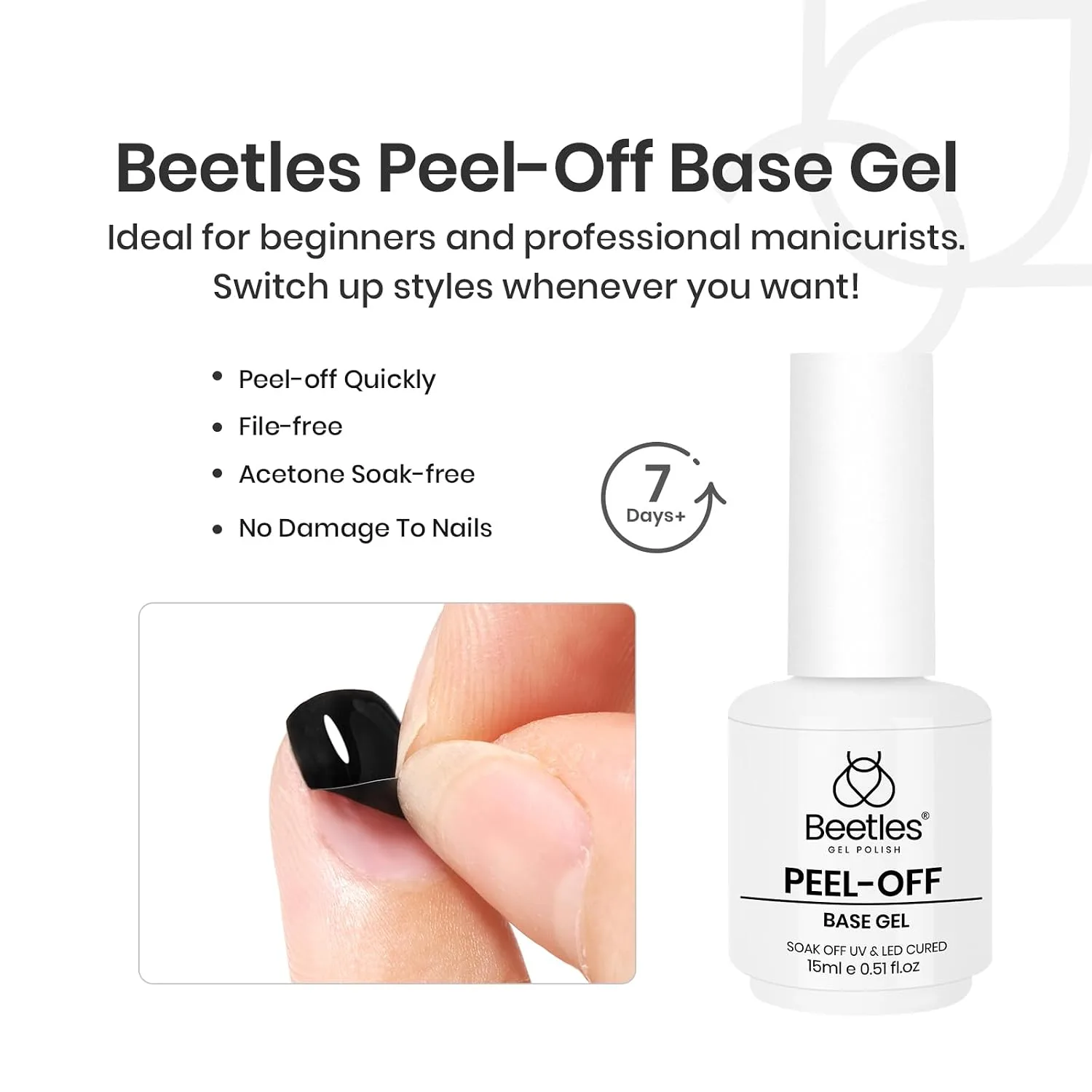 Beetles Peel Off Base Coat and Top Coat Set 2Pcs 15ml